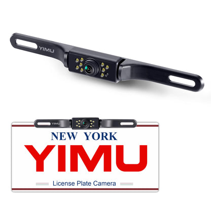 YIMU Car Backup Camera, License Plate Camera with 7 LED Lights Rear Camera, HD Night Vision Rear View Camera,Wide View Angle, IP69K Waterproof Reverse Vehicle Camera for Cars,SUV,Trucks,RV, Pickup