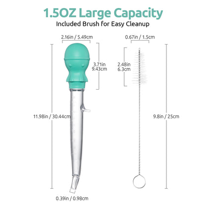 U-Taste 1.5oz Angled Turkey Baster - 228.2℉ Heat Resistant Food Grade Tritan and Silicone Large Octopus Bulb Baster Set with Cleaning Brush for Cooking Basting Meat Poultry Beef Chicken (Aqua Sky)