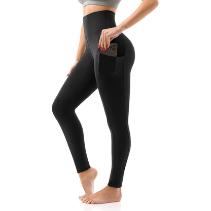 SINOPHANT High Waisted Leggings with Pockets Women, Full Length Capri Buttery Soft Stretchy Yoga Pants(Full Black,L-XL)