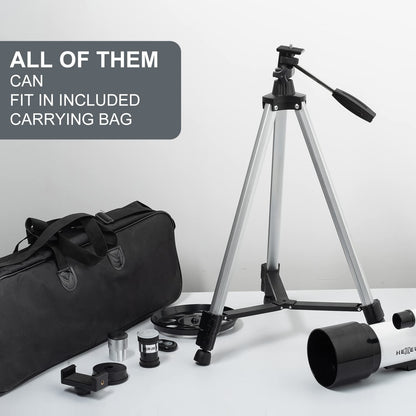 Telescope for Kids & Adults - 70mm Aperture 500mm AZ Mount Fully Multi-Coated Optics Astronomical refracting Portable Telescopes, with Tripod Phone Adapter, Carrying Bag, Remote Control White