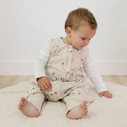 Woolino 4 Season Baby Sleep Bag with Feet Opening, Australian Merino Wool and Organic Cotton, Toddler Sleeping Bag, 18-36mo, Teddy Bear