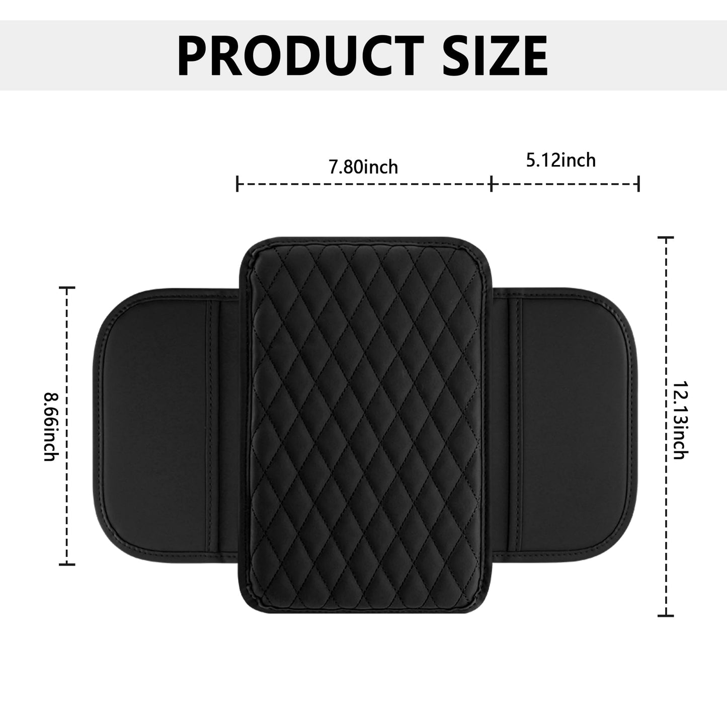 Upgraded Car Center Console Cover,Microfiber Leather Car Armrest Cover Cushion with 2 Storage Bags,Car Armrest Storage Box Car Interior Accessories for Most Vehicles (Black)