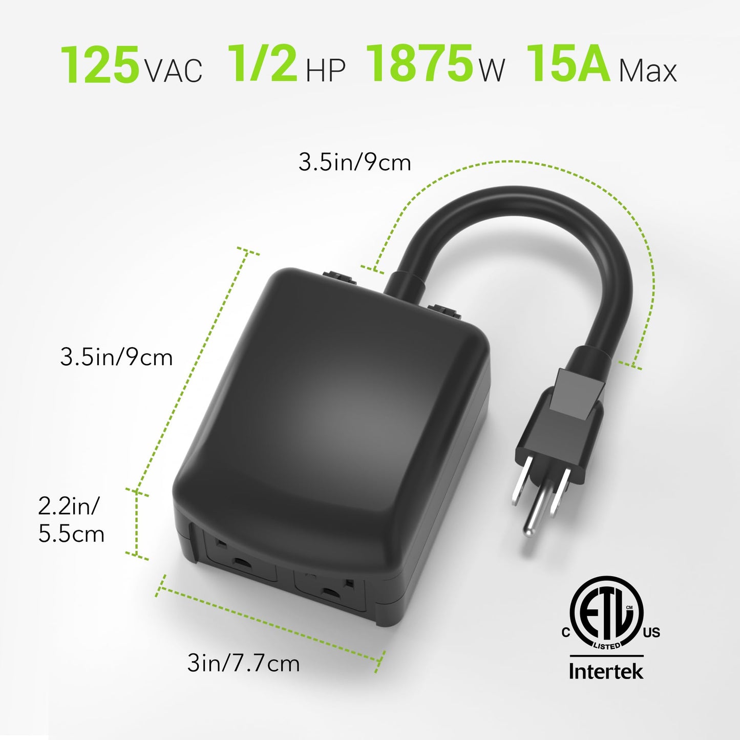BN-LINK 24 Hour Heavy Duty Mechanical Timer, Outdoor Timer Outlet Waterproof with 15 Minutes Intervals, 2 Grounded Outlets for Christmas Lights Pool Pump,15A 1/2HP, ETL Listed