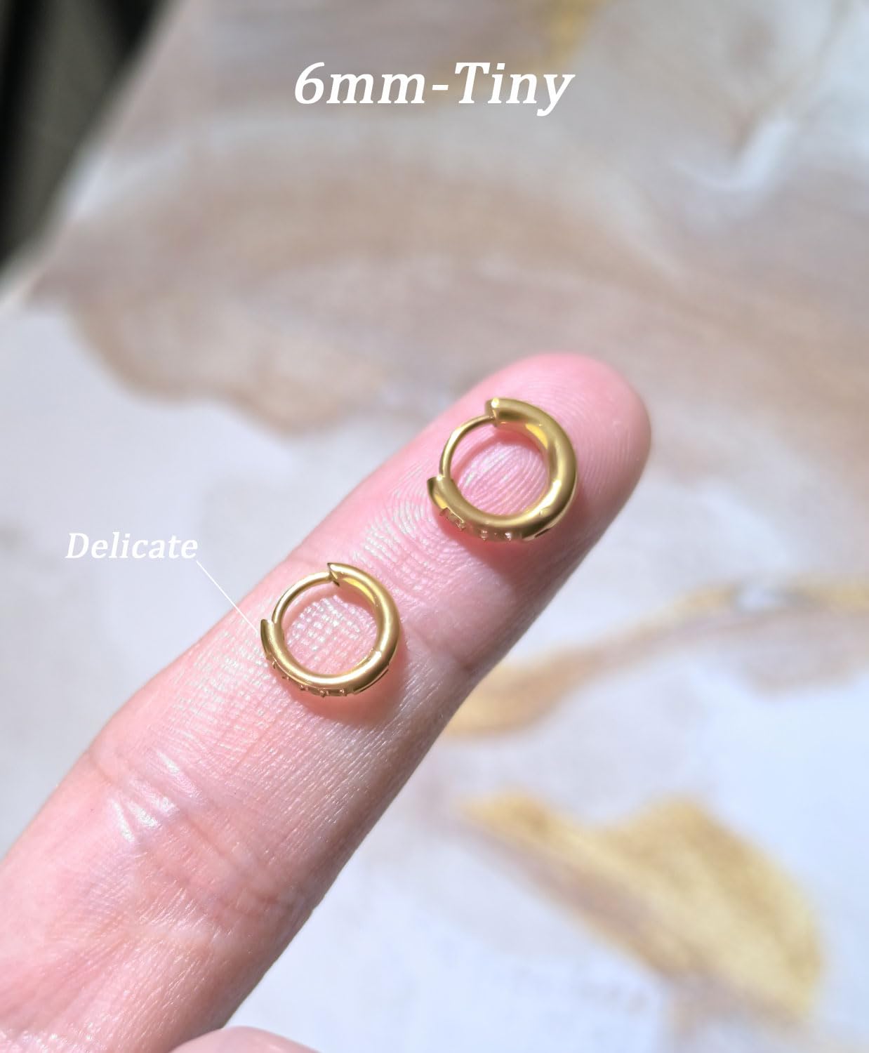 Small Gold Hoop Earrings for Women Men,14K Gold Plated in 316L Surgical Steel Hinge Huggie Hoop Earrings fit Cartilage Helix Tragus Sung Earlobe Lightweight Hypoallergenic Earrings (1 Pair-6mm)