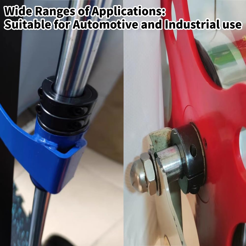 AZSSMUK Double Split Clamp-On Shaft Collars of Carbon Steel with Black Oxide Coating 3/8" Bore Set Screw,4-piece