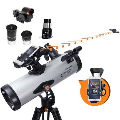 Celestron StarSense Explorer LT 114AZ App-Enabled Telescope – 114mm Newtonian Reflector with Smartphone Dock & StarSense App – iPhone & Android Compatible – Easy-to-Use for Beginners