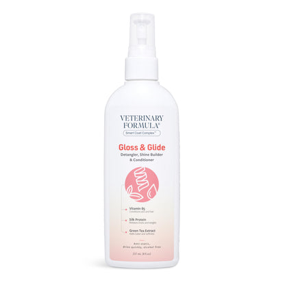 Veterinary Formula Smart Coat Complex Gloss & Glide Detangler, 8 Fl oz – Shine Builder, Conditioner Spray for Dogs – Quickly Detangles Matted Hair – with Silk Protein and Antioxidants