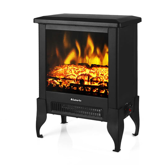 TURBRO Suburbs TS17 Compact Electric Fireplace Stove, 18” Freestanding Stove Heater with Realistic Flame - CSA Certified - Overheating Safety Protection - for Small Spaces - 1400W