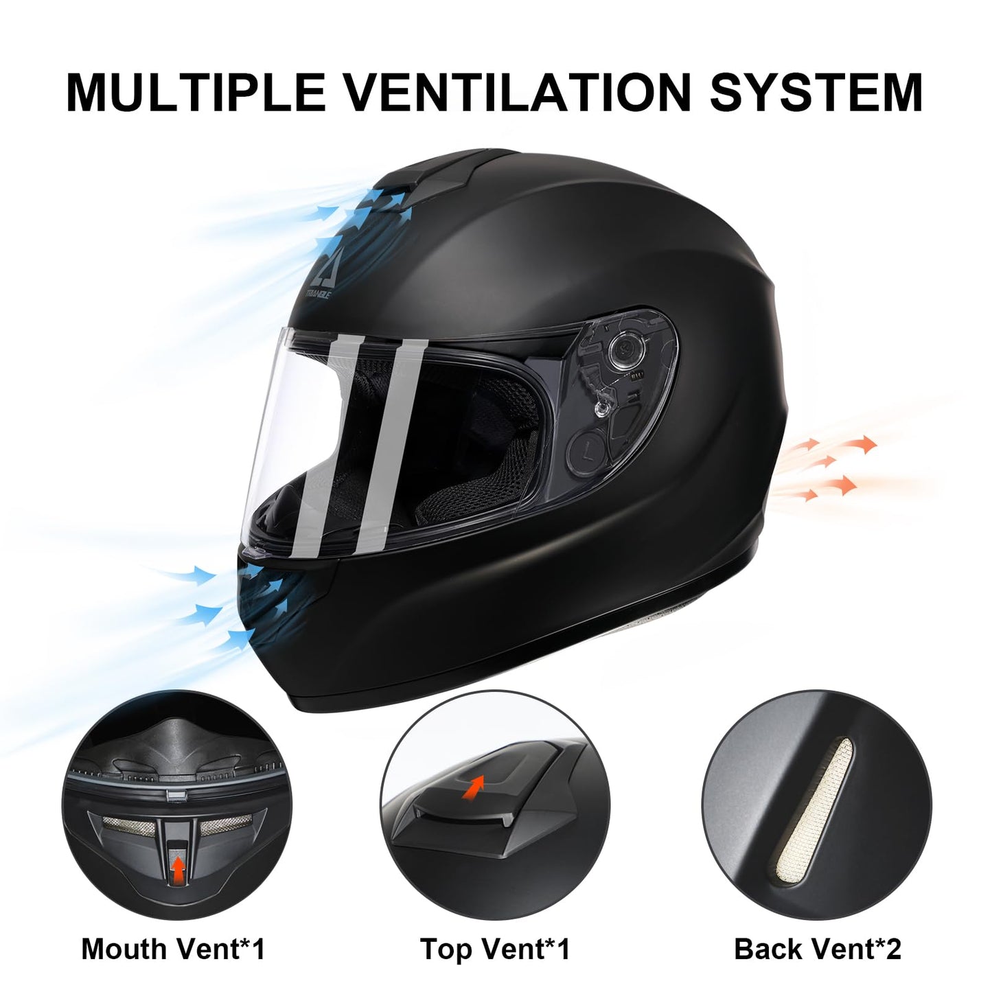 TRIANGLE Motorcycle Helmets Full Face Motorcycle Helmet for Men & Women with Tinted and Clear Visor Meet Dot Approved