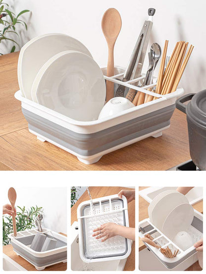 Collapsible Dish Drying Rack Portable Dish Drainer Dinnerware Organizer for Kitchen RV Campers Storage