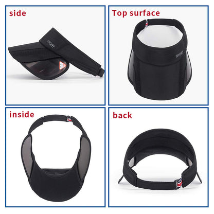 Summer Sun Visor Hat - Women Adjustable Golf Cap with Retractable Brim, UV Protection Beach/Tennis Sport Hat (Black)