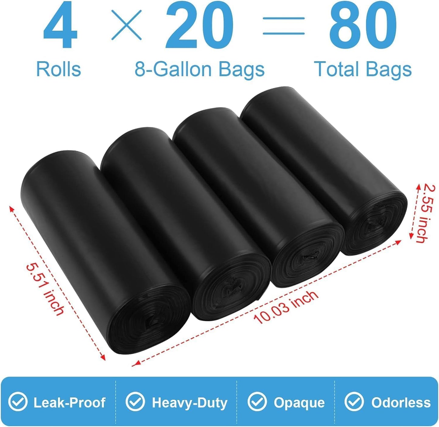 80 Portable Camping Toilet Bags, Biodegradable Porta Potty Bucket Toilet Bags, 8 Gallon Compostable Thickened Trash Garbage Bags