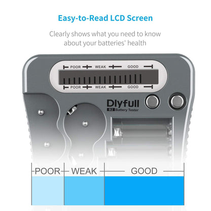 Dlyfull Universal Battery Tester with LCD Display, Multi Purpose Small Battery Checker for AA AAA C D 9V CR2032 CR123A CR2 CRV3 2CR5 CRP2 1.5V/3V Button Cell Batteries
