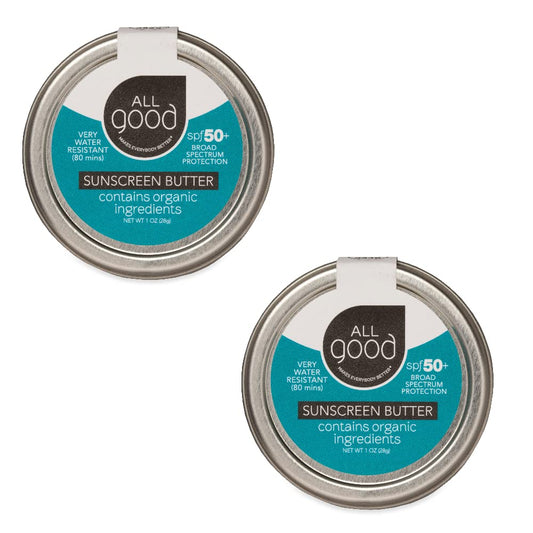 All Good Sunscreen - Zinc Oxide Sunscreen - Travel Size SPF 50+, Water Resistant for Face, Nose, Ears 1 oz (2-pack)