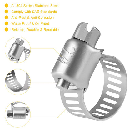 WINL Stainless Steel Hose Clamps - 22 Pack Worm Gear Drive Hose Clamps Micro Size 6 Clamping Range from 5/16 Inch to 7/8 Inch (8mm-22mm) for Automotive Plumbing, 1/2'', 3/4'' Clamps