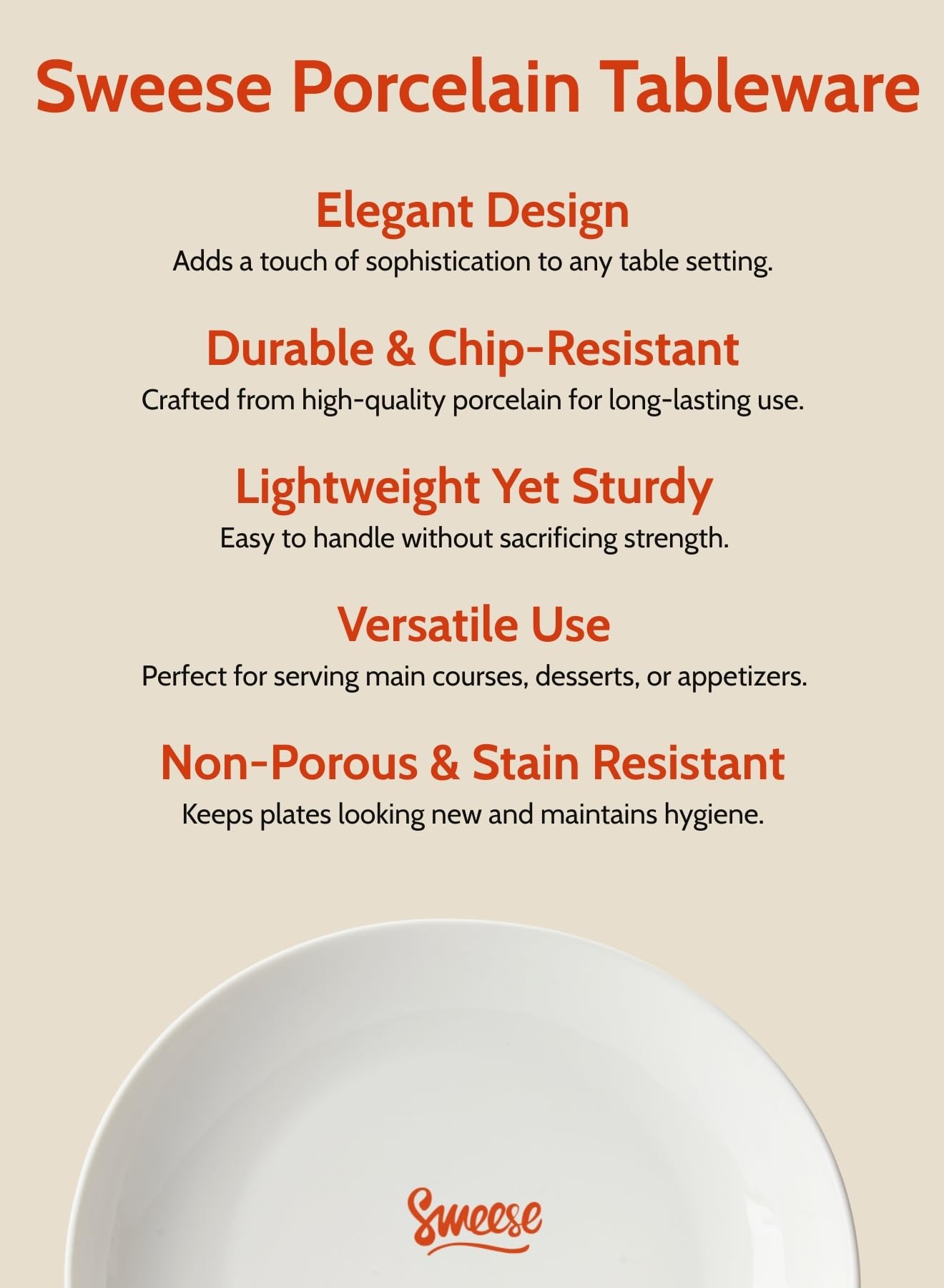 Sweese Porcelain 7.8 Inch Dessert Plates Set of 6 - White Salad Plates, Appetizer Plates, Small Plates - Dishwasher, Microwave, Oven Safe, Smooth Glaze, Scratch Resistant