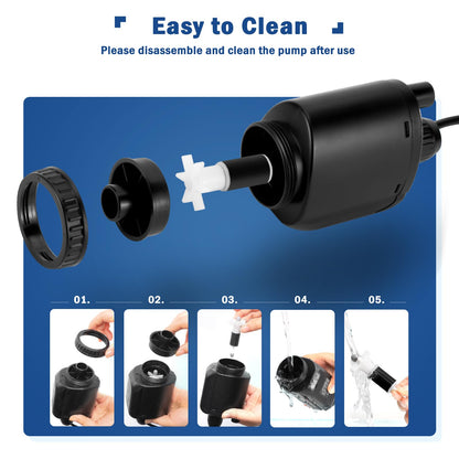 AQQA Aquarium Gravel Cleaner Kit, 6 in 1 Electric Fish Tank Vacuum Cleaning Tools Water Changer, Multifunction Wash Sand Filter Water Circulation 20W 320GPH 110V