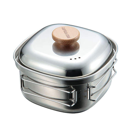 Captain Stag UH-4202 Stainless Steel Square Ramen Cooker, 0.3 gal (1.3 L), Made in Japan, Made in Japan