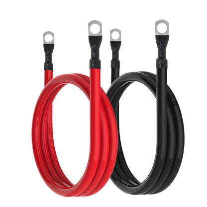 4 AWG Battery Cable 4AWG Gauge Pure Copper Battery Inverter Cables with 3/8 in Lugs Both Ends Power Inverter Wire Set for Automotive Solar Marine Boat RV Car Motorcycle Red and Black (4FT)