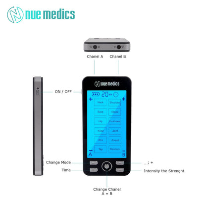 Tens Unit Machine Pulse Massager for Pain Relief, 24 Massage Modes, Rechargeable Muscle Stimulator Device with 10 Pads