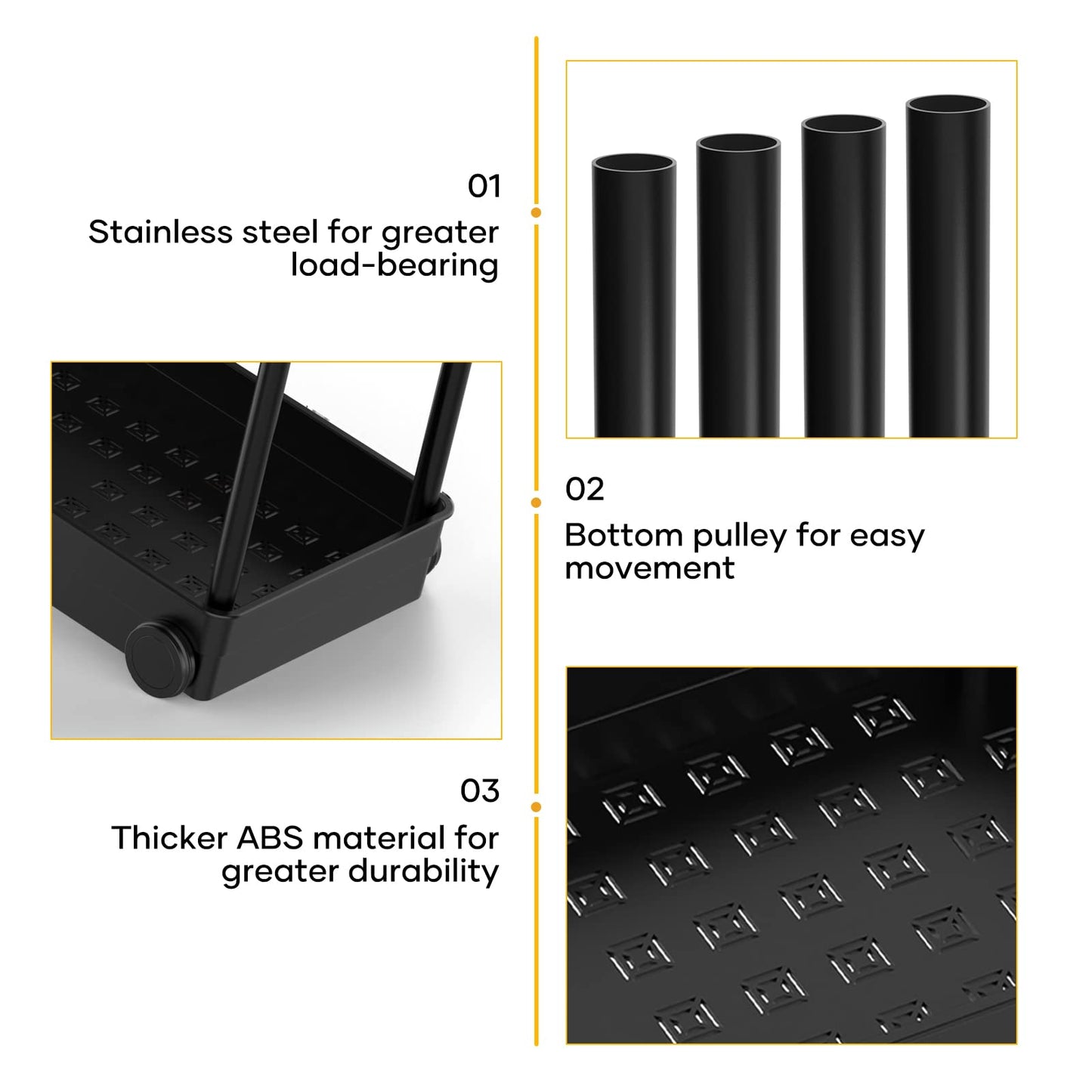 Cicilyna Under Sink Organizer, Under Cabinet Basket Organizer Drawer with Hooks, Bathroom Standing Rack, Multi-purpose Storage Shelf, Black