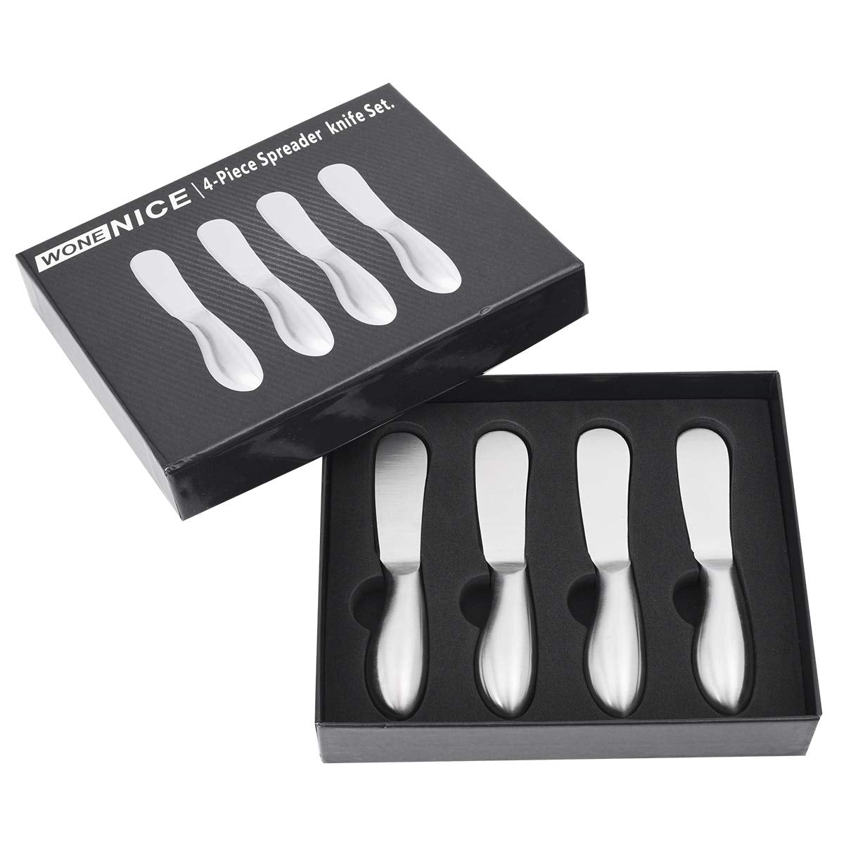 WoneNice Spreader Knife Set, 4-Piece Cheese and Butter Spreader Knives, One-piece Stainless Steel, Gifts for Birthday/Parties/Wedding/Bridal Shower/Housewarming/Thanksgiving/Christmas