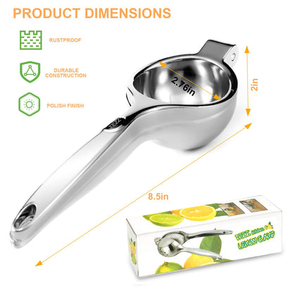 TEZZ Premium Lemon Squeezer, Large Heavy Duty Handhelp Juicer for Lemon, Metal Hand Press Citrus Juicer, Lime Squeezer Bar Tool, Manual Citrus Press
