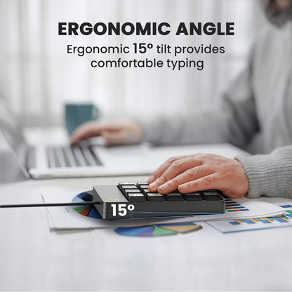 Wired Number Pad, USB Numeric Keypad 19 Key Number Keypad Keyboard for Laptop PC Computer Notebook, Big Print Letters - Black