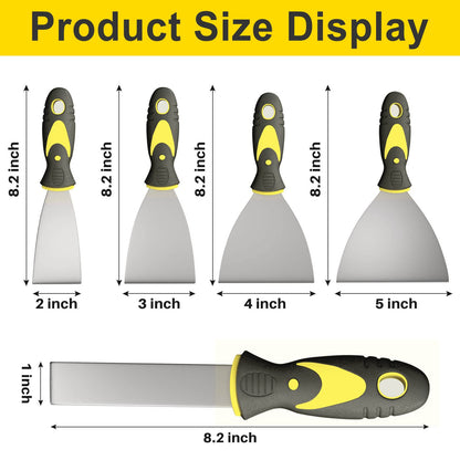 Rerdeim 5Pcs Putty Knife, Set, 1" 2" 3" 4" 5" Scraper, Spackle Knife, Paint Scraper, Scraper Tool, No Rusting, Perfect For Repairing Drywall, Removing Wallpaper, Mud, Plaster Scraping