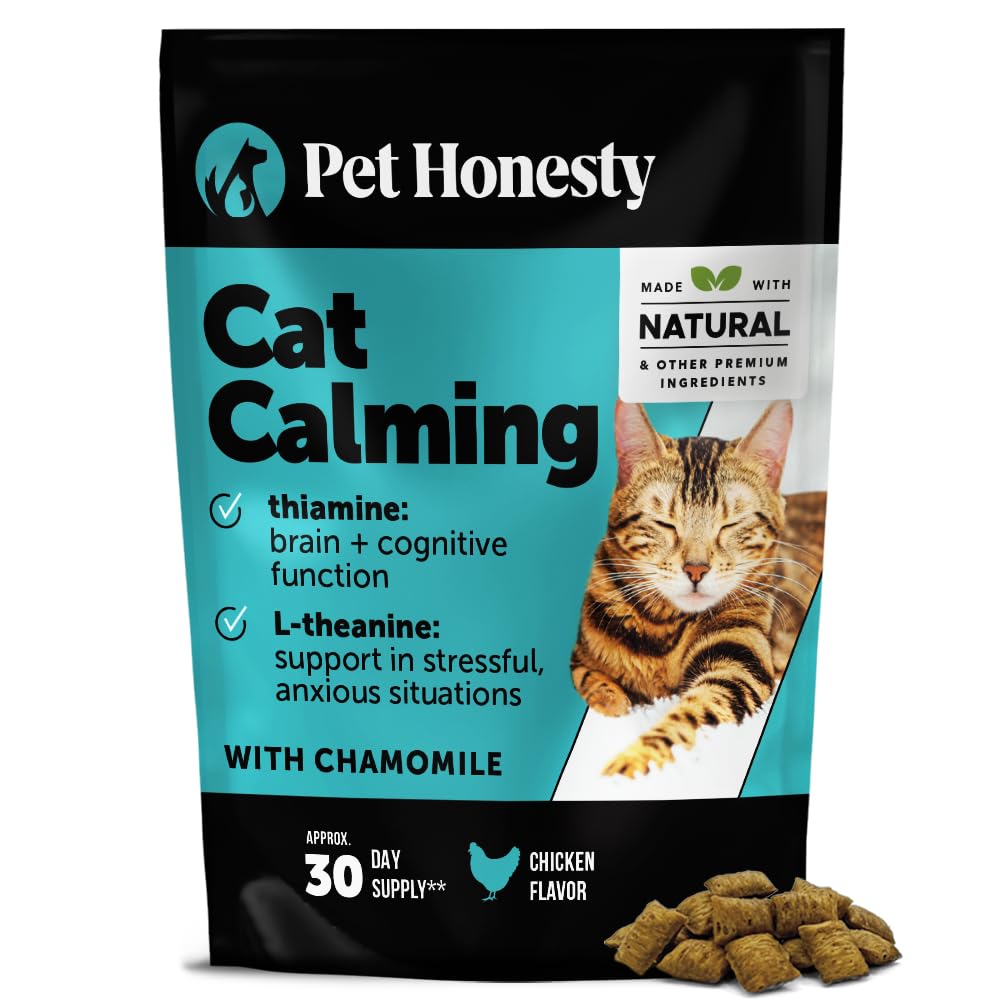 Calming Chews for Cats - Cat Anxiety Relief + Helps Reduce Stress - Behavioral Support & Promotes Relaxation for Travel, Boarding, Vet Visits, Separation Anxiety - Chicken (30-Day Supply)
