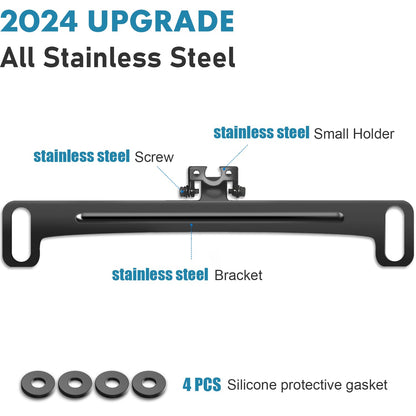 Universal Car Rear View Camera License Plate Bracket,Upgraded Full Stainless Steel Backup Camera Mount Dash Cam Mirror Cam Accessory Rear Camera Mount,Only Installation Holder for Back Up Camera