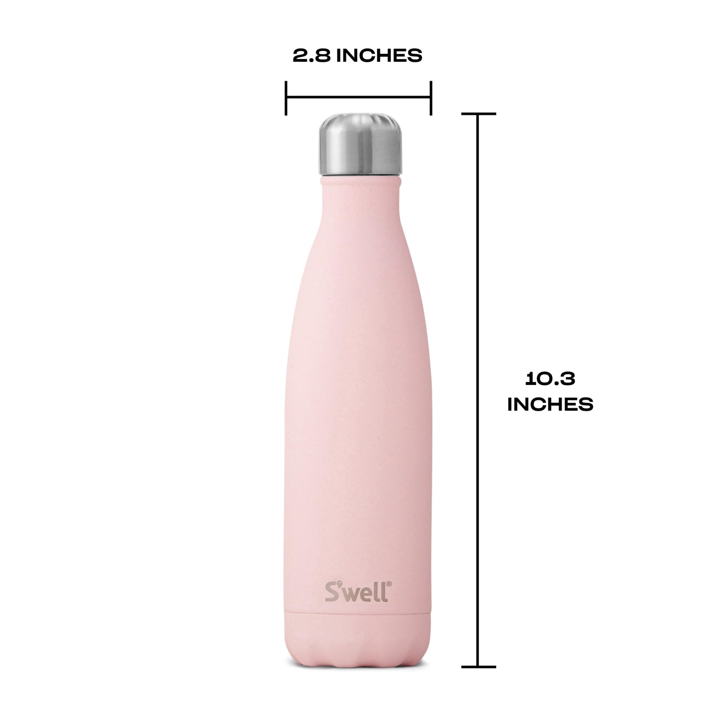 S'well Stainless Steel Water Bottle, 17oz, Pink Topaz, Triple Layered Vacuum Insulated Containers Keeps Drinks Cold for 36 Hours and Hot for 18, BPA Free, Perfect for On the Go