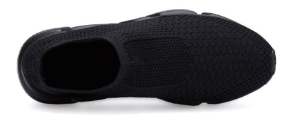 Santiro Sneakers for Men Knit Breathable Sock Slip On Shoes Lightweight Gym Running Sneakers Casual Tennis Walking Shoes All Black 9.5 US