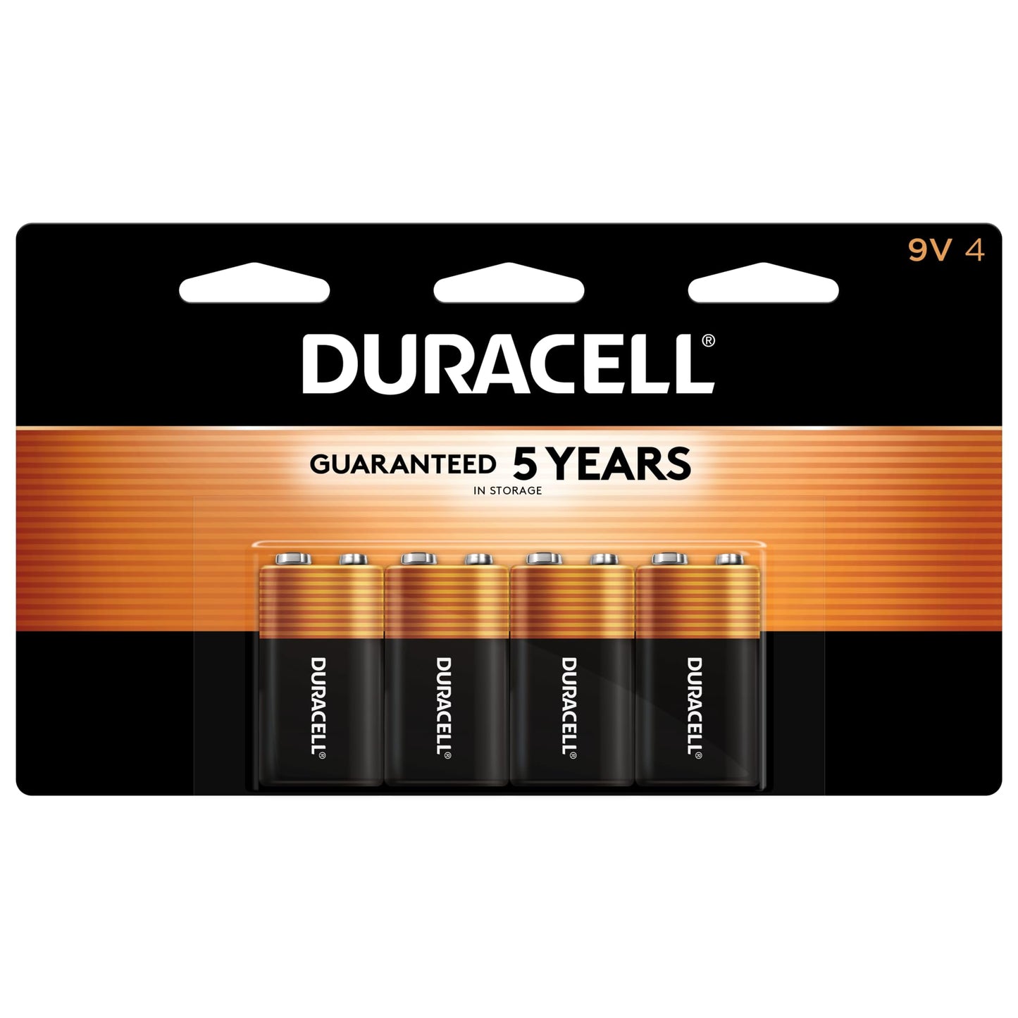 Duracell Coppertop 9V Battery, 4 Count (Pack of 1), Long-lasting All-Purpose Alkaline 9V Batteries for Household and Office Devices