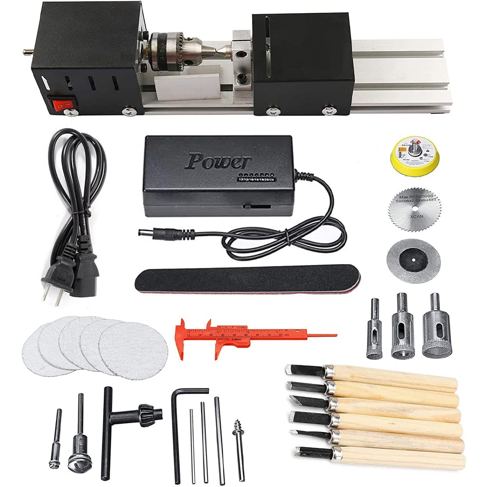 YWY Mini Lathe Machine Tool DIY Woodworking Wood lathe Milling machine Grinding Polishing Beads Drill Rotary Tool Set