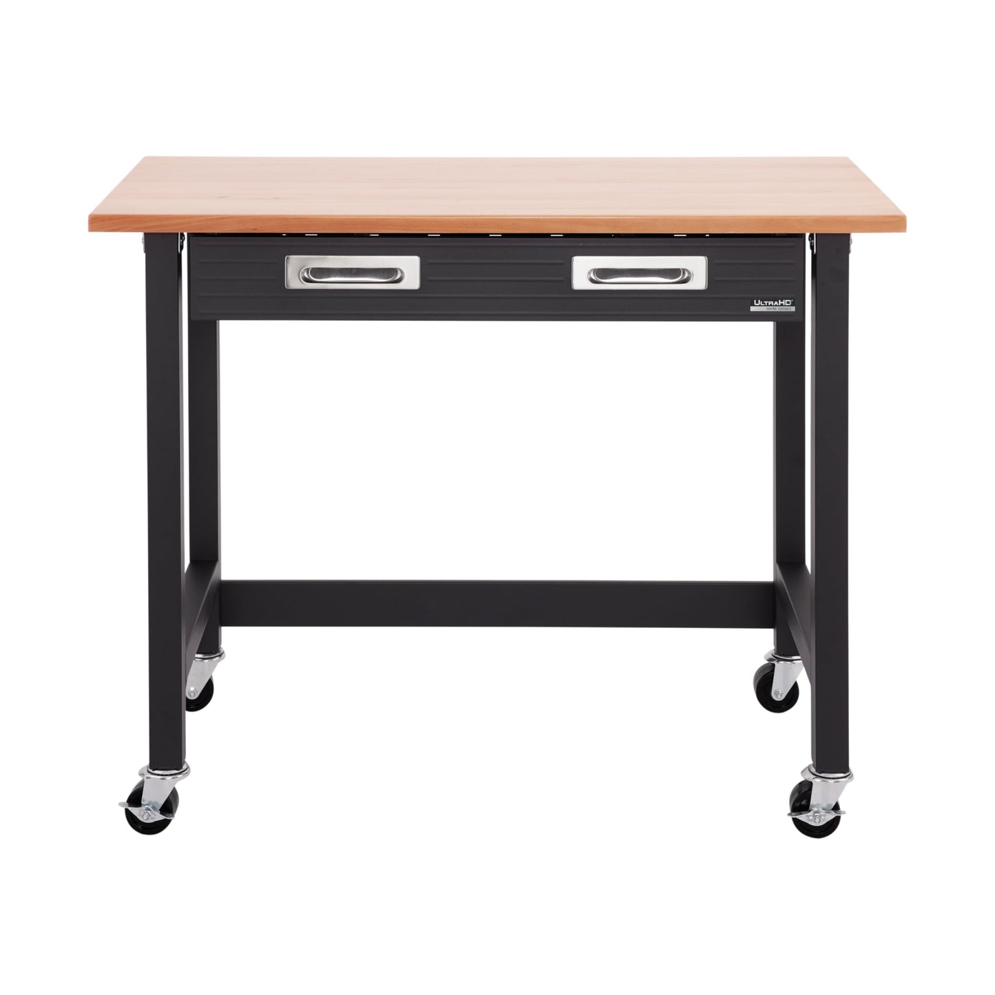 Seville Classics UltraGraphite Wood Top Workbench on Wheels with Sliding Organizer Drawer Table, 48", Graphite