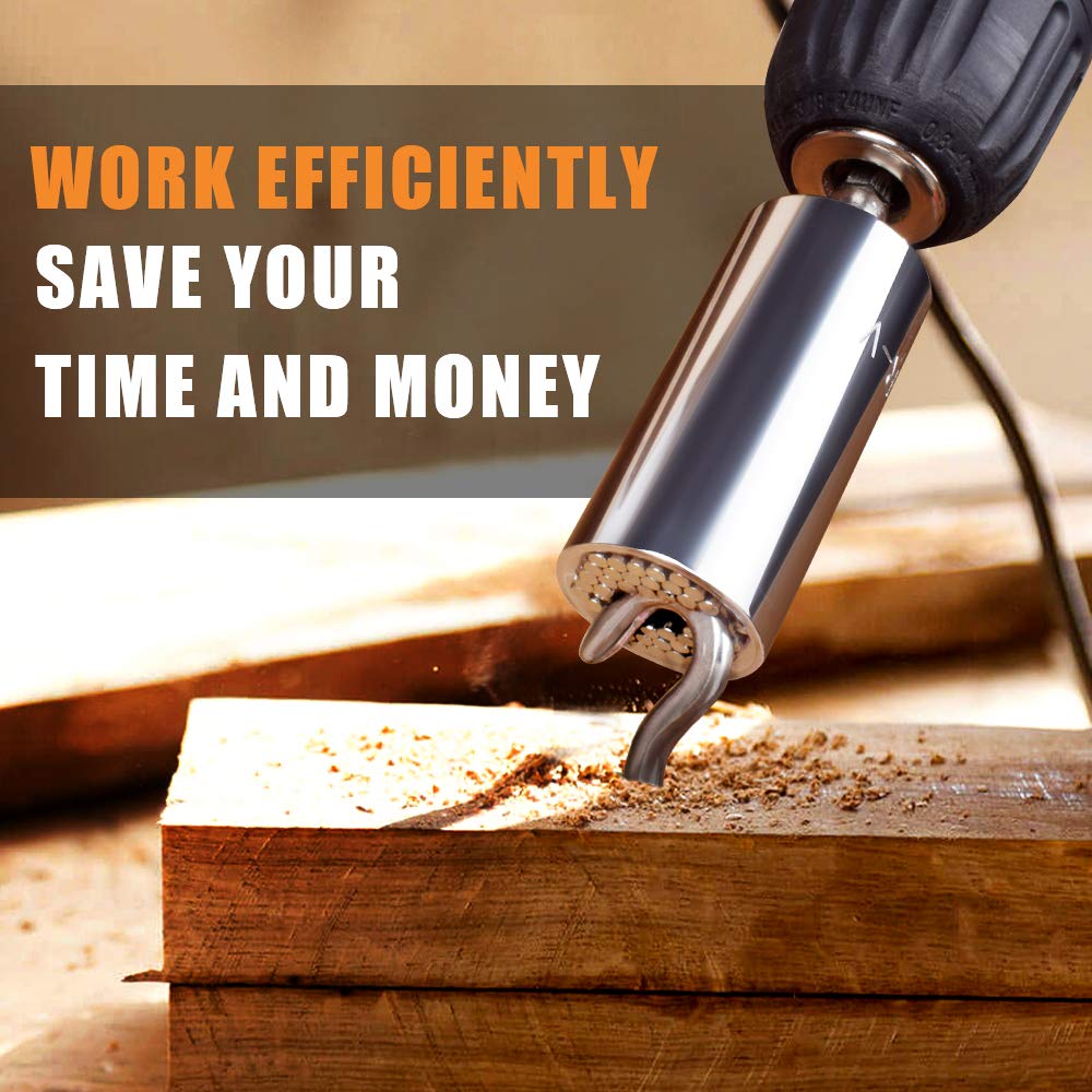 Super Universal Socket Tools Gifts for Men - Christmas Stocking Stuffers for Men Grip Socket Set with Power Drill Adapter Cool Stuff Ideas Gadgets for Him Birthday Gifts for Dad Women Husband (7-19mm)