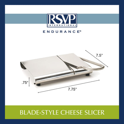RSVP International Endurance Collection Cheese Slicer, Guillotine Style Sleek Modern Design, Stainless Steel Blade, Non-Skid Feet, Dishwasher Safe, 7x5.25" Base, 4" Blade