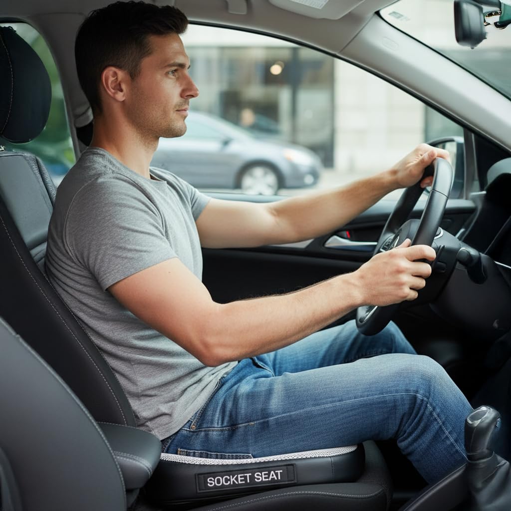 Aylio Socket Seat Cushion for Sit Bone and Back Pressure Relief, Butt, Tailbone, Hip, Hamstring, Posture Support - Firm Memory Foam Comfort Ischial Tuberosity Pillow for Desk Chair or Car