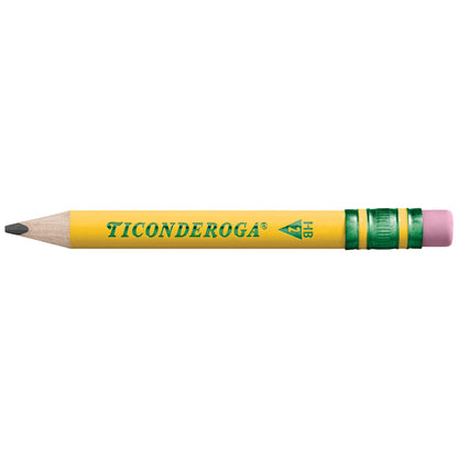 Ticonderoga My First Short Triangular Wood-Cased Pencils, #2 HB Soft, With Erasers, Yellow, 4 Count