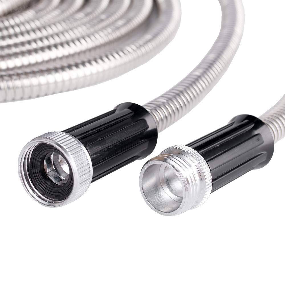 Beaulife Metal Garden Hose 50 ft Flexible No Kink Lightweight RV Drinking Water Hose Extension Leader Hose Heavy Duty Outdoor