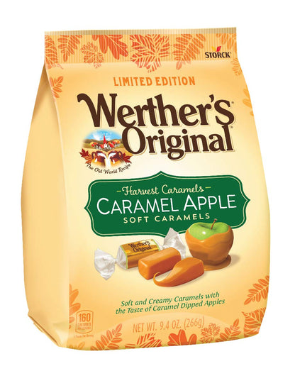 WERTHER'S ORIGINAL Harvest Caramels Caramel Apple Soft Caramels, 9.4 Ounce Bag | Individually Wrapped Candy | Great for Holiday Gifts for Mom, Gifts for Dad, Teacher Gifts, Thank You Gifts