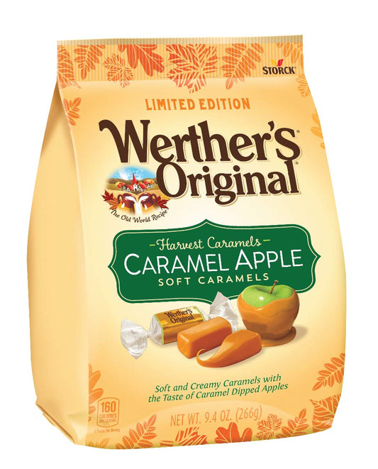 WERTHER'S ORIGINAL Harvest Caramels Caramel Apple Soft Caramels, 9.4 Ounce Bag | Individually Wrapped Candy | Great for Holiday Gifts for Mom, Gifts for Dad, Teacher Gifts, Thank You Gifts