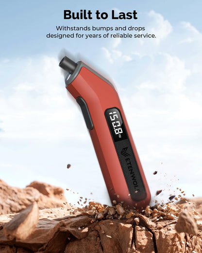 ETENWOLF T300 Digital Tire Pressure Gauge 3-200 PSI, Industrial Tire Gauge Calibrated to ANSI B40.7 Grade 2A(Plus-Minus 0.5%), Replaceable AAA Batteries (Vivid Orange)