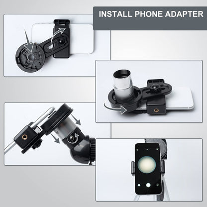 Telescope 70mm Aperture 500mm - for Kids & Adults Astronomical Refracting Telescopes AZ Mount Fully Multi-Coated Optics, with Diagonal Mirror Phone Adapter, Carrying Bag, Wireless Remote Black