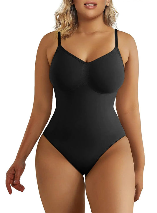 SHAPERX Women's Shapewear Bodysuit Tummy Control Body Shaper Seamless Sculpting Snatched Waist Body Suit,SZ5215-Black-XXS/XS(One piece)
