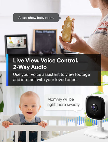 Tapo TP-Link 1080P Indoor Security Camera for Baby Monitor, Dog Camera w/Motion Detection, 2-Way Audio Siren, Night Vision, Cloud & SD Card Storage, Works w/Alexa & Google Home C100