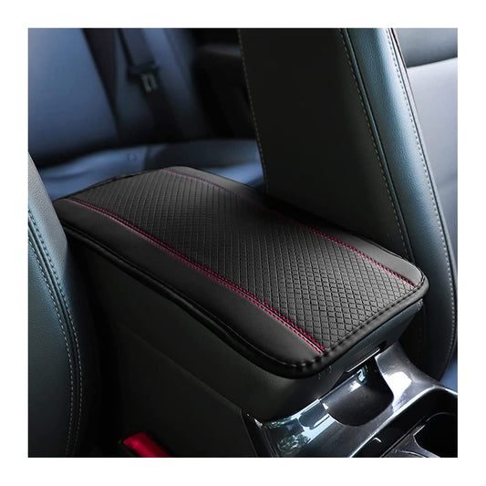 Ziciner Car Center Console Armrest Pad, PU Leather Waterproof Auto Armrest Seat Box Cover Protector, Universal 12.59x 7.24 Inch Vehicles Interior Accessories for Most Car SUV (Black & Pink)