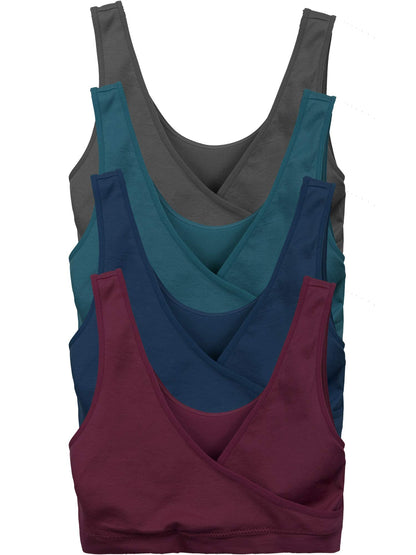 Caramel Cantina 4 Pack Nursing Maternity Women’s Sleep Comfort Bralette Bra (X-Large, Dark Winter)