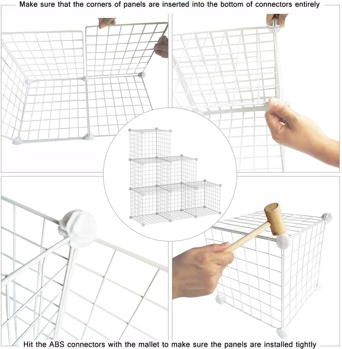 C&AHOME Wire Cube Storage, 6 - Cube Organizer Metal C Grids, Modular Shelves Units, Storage Bins Shelving, Closet Organizer, Ideal for Home, Office, Living Room, 36.6”L x 12.4”W x 36.6”H White